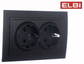 EL-BI Zena чёрный матовый розетка 2-ная с заземлением 500-014800-907