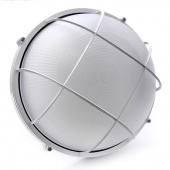Светильник для бани и сауны,белый круг с решёткой,макс.130 градусов,Е-27,макс.60W