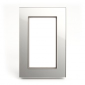 GFR00-7012-03 Рамка для 2-ной розетки серебро стекло