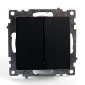 Катрин чёрный выключатель 2клавишный механизм GLS10-7104-05