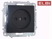 EL-BI Zena чёрный матовый розетка без заземления механизм 609-014800-215