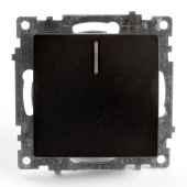 Катрин чёрный выключатель 1клавишный с подсветкой(жёлтый) механизм GLS10-7101-05