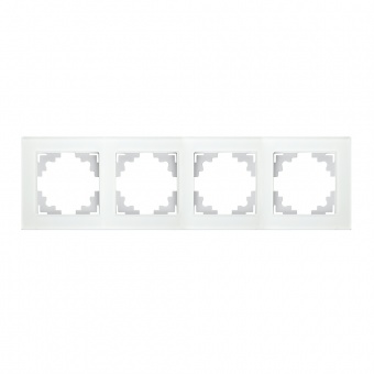 GFR00-7004-01 Рамка на 4 поста белое стекло