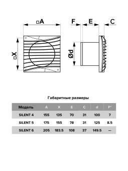 Вентилятор SILENT 6С-03 белый d150 на подшипниках 2 скорости (320м3/ч,33dB)+обратный клапан